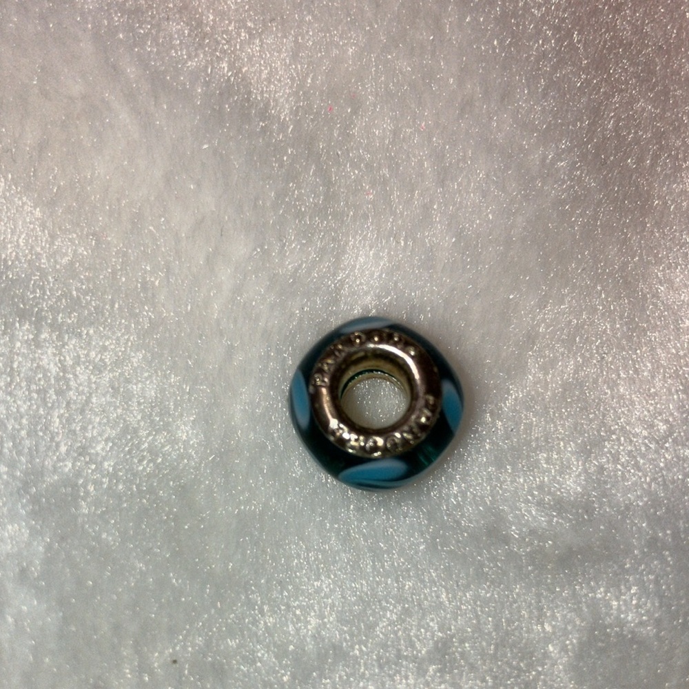 NEW Pandora Blue, Aqua, white Murano Glass Bead Charm - Picture 2 of 4